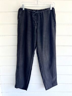 CP SHADES Hampton 100% Linen Straight Leg Pants in Washed Black - M